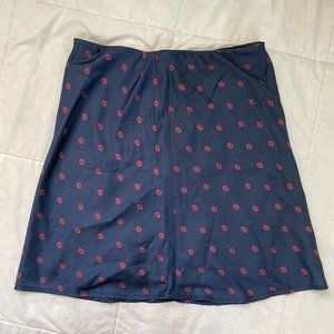 Urban Outfitters Blue and Red Pattern Satin Skirt